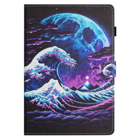 iPad 10.9" (2024/2022) Faux Leather Case w. Kickstand & Card Holder - Waves