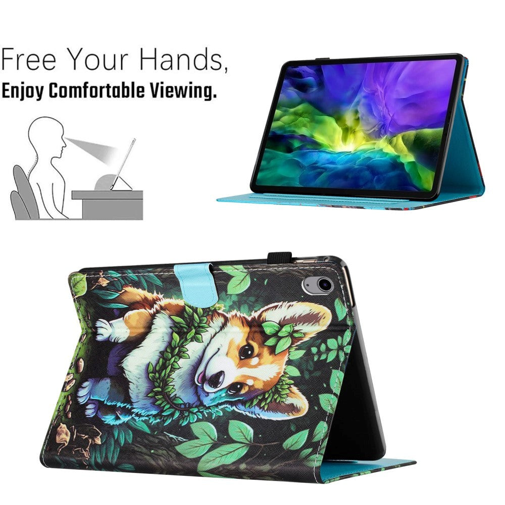 iPad 10.9" (2024/2022) Faux Leather Case w. Kickstand & Card Holder - Corgi
