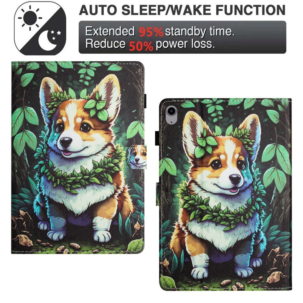 iPad 10.9" (2024/2022) Faux Leather Case w. Kickstand & Card Holder - Corgi