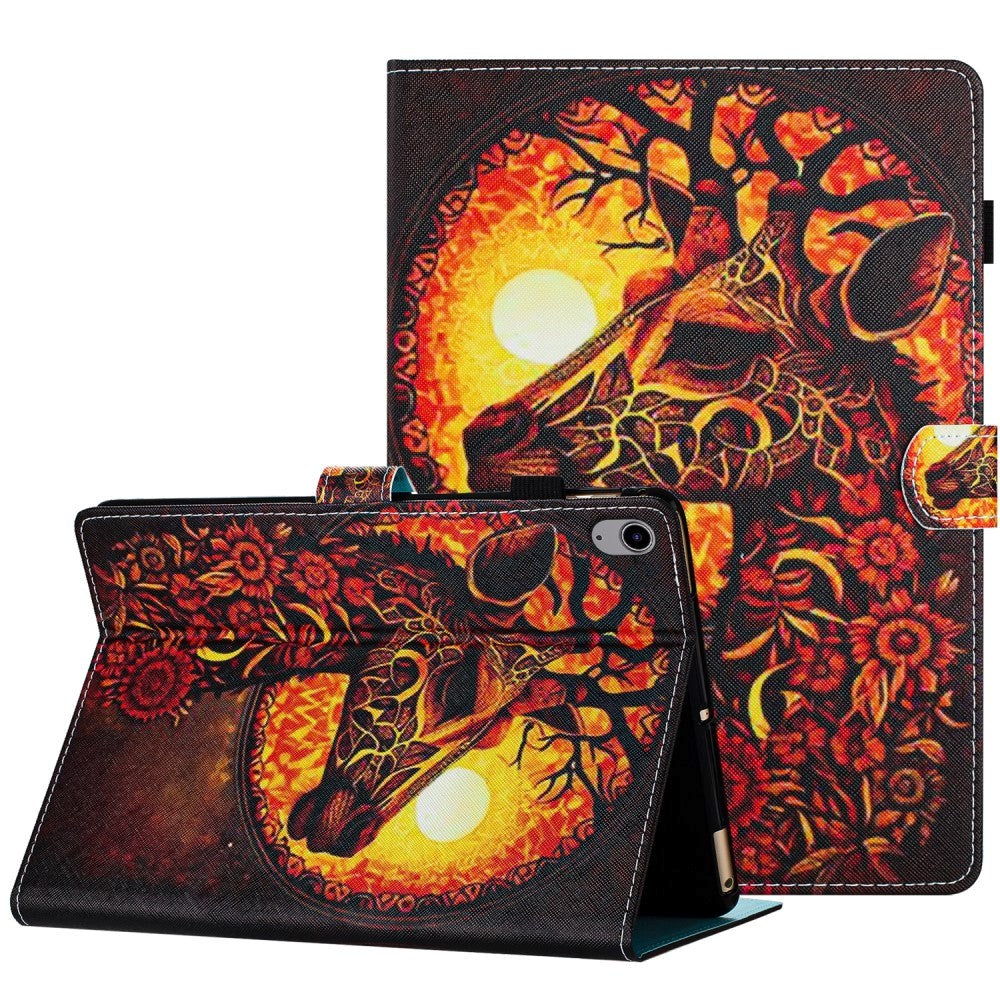 iPad 10.9" (2024/2022) Faux Leather Case w. Kickstand & Card Holder - Giraffe
