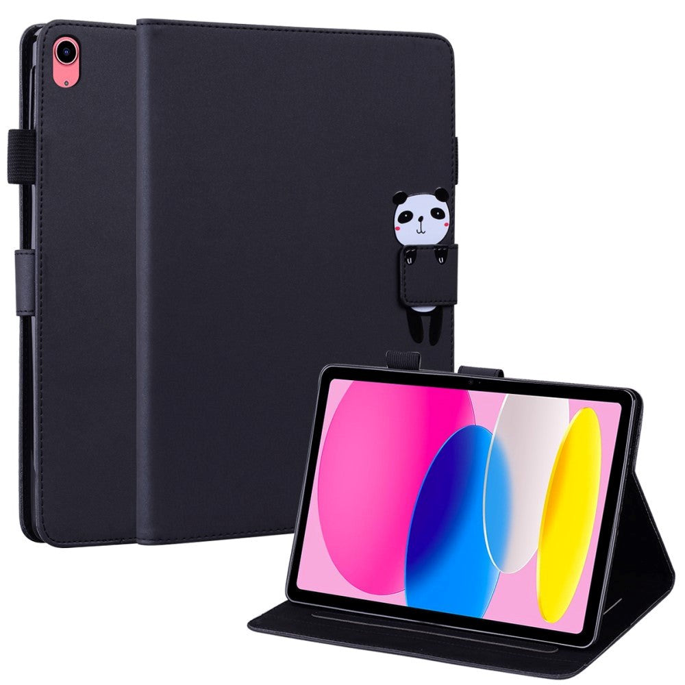 iPad 10.9" (2024/2022) Leather Flip Case w. Animal Motif - Black