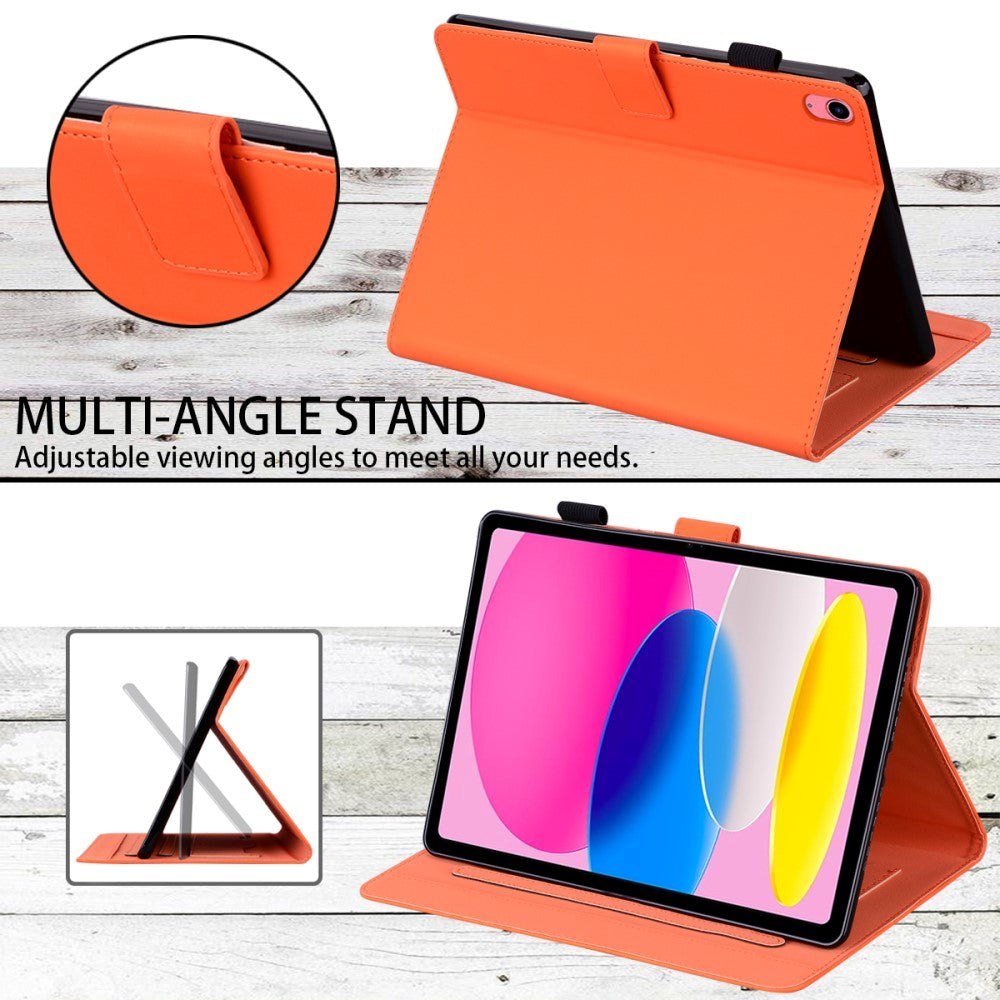 iPad 10.9" (2024/2022) Leather Flip Case w. Animal Motif - Orange