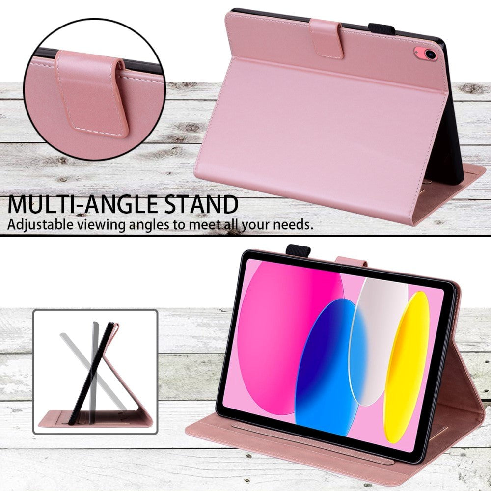 iPad 10.9" (2024/2022) Leather Flip Case w. Animal Motif - Pink