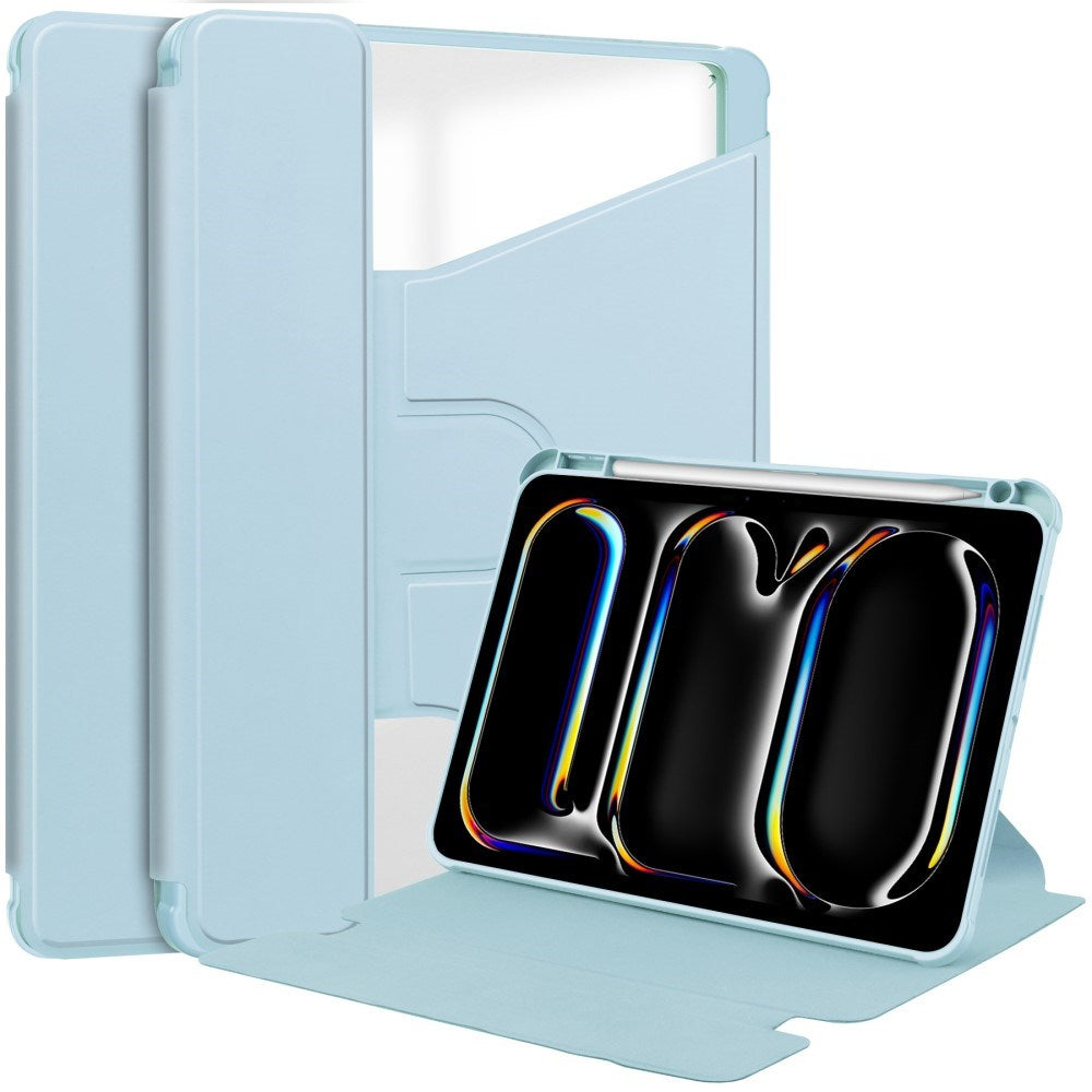 EIDERWOOD iPad Pro 11" (2025 / 2024) Hybrid Flip Case w. Rotating Stand Function - Transparent / Light Blue