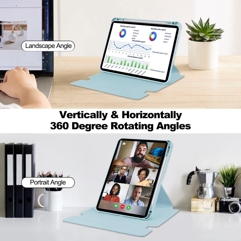 EIDERWOOD iPad Pro 11" (2025 / 2024) Hybrid Flip Case w. Rotating Stand Function - Transparent / Light Blue