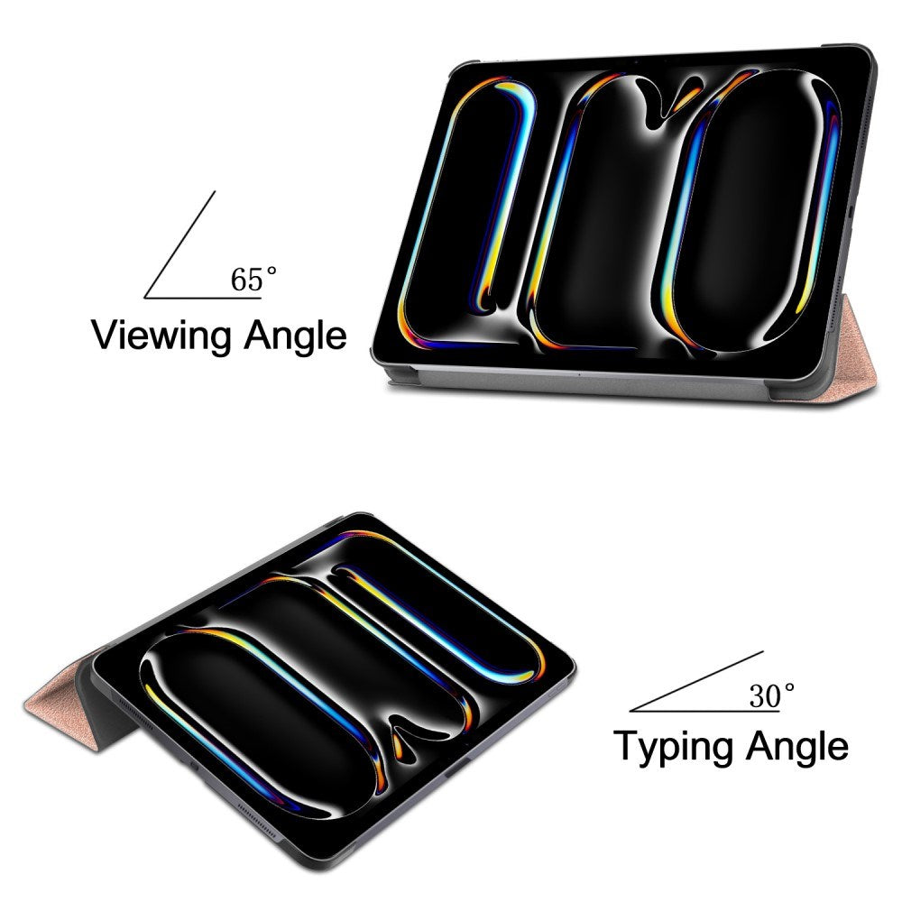 EIDERWOOD iPad Pro 11" (2025 / 2024) Tri-Fold Leather Flip Case - Rose Gold