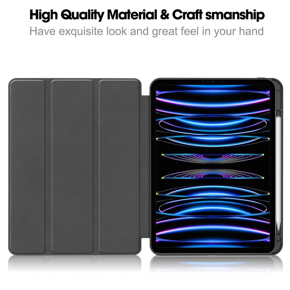 EIDERWOOD iPad Pro 11" (2025 / 2024) Tri-Fold Artificial Leather Flip Case w. Apple Pencil Holder - Black