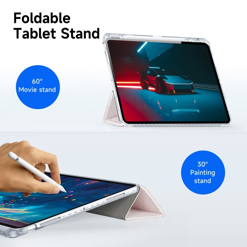 iPad Pro 13" (2025 / 2024) DUX DUCIS Unid Series Tri-Fold Flip Case - Transparent / Pink