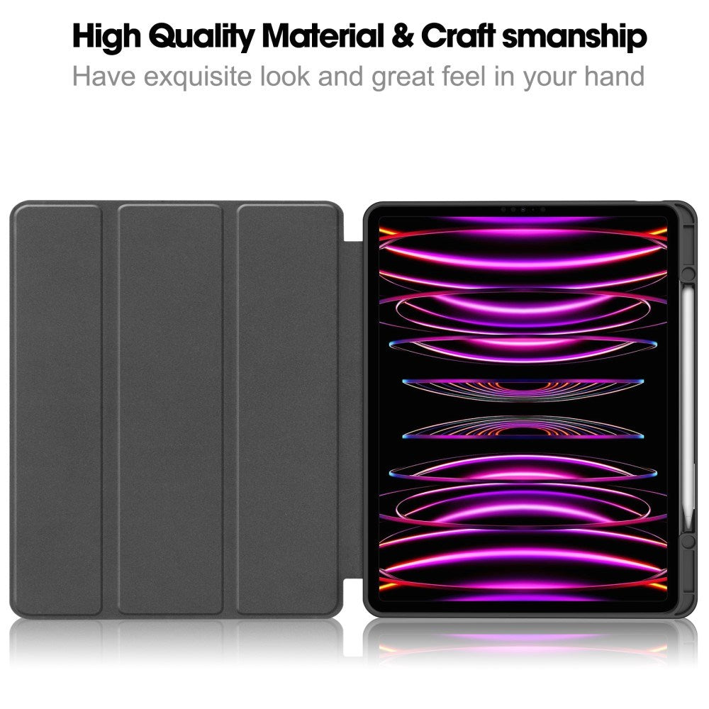 EIDERWOOD iPad Air 13" (2024) Tri-Fold Artificial Leather Flip Case w. Apple Pencil Holder - Rose Gold