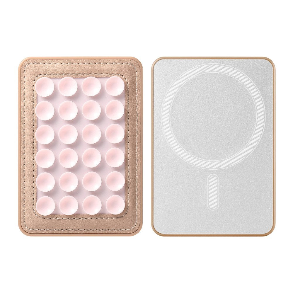 Silicone Suction Cup Mobile Holder with Faux Leather - MagSafe Compatible - Pink