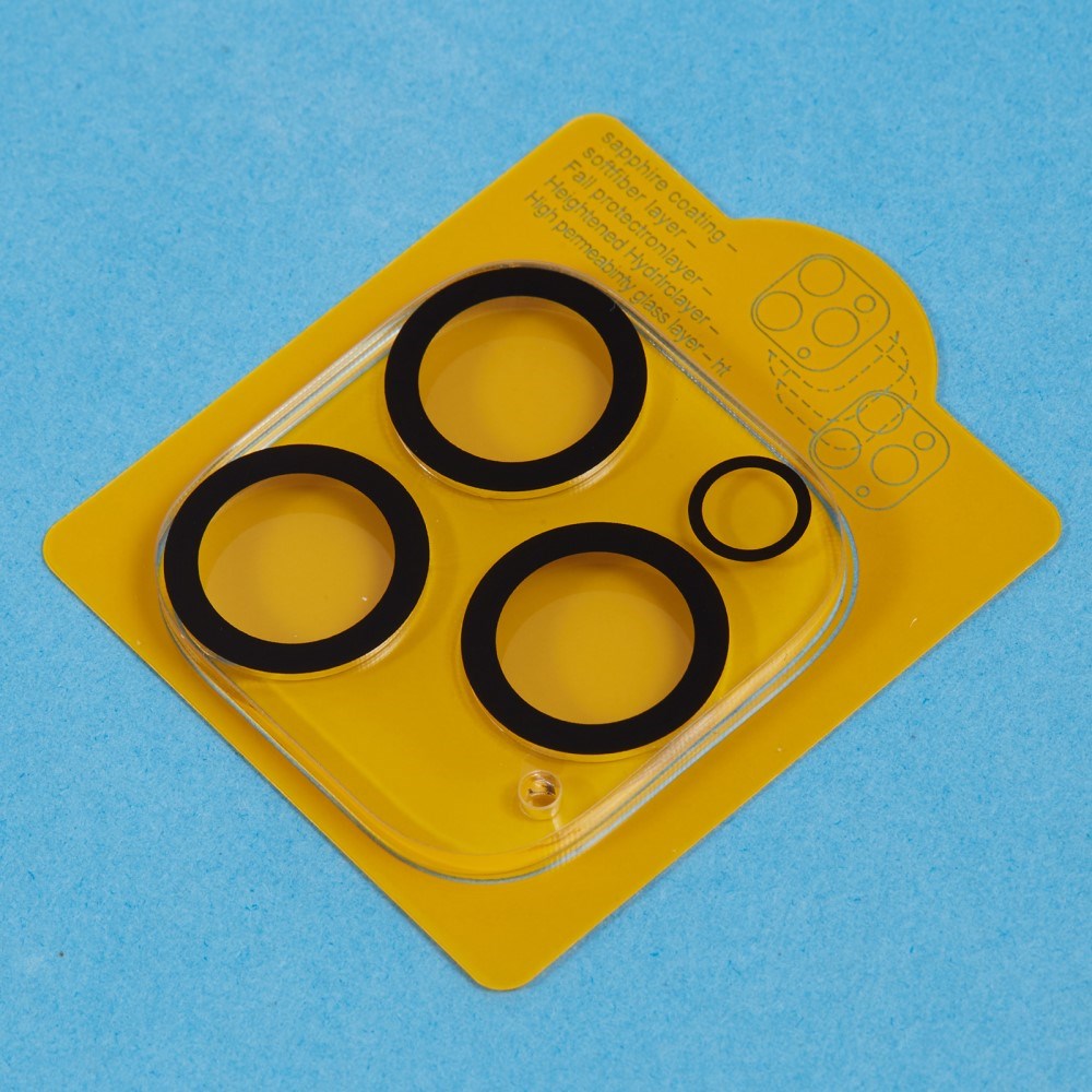 iPhone 16 Pro Max Tempered Protective Glass for the Camera Lens - Transparent / Black