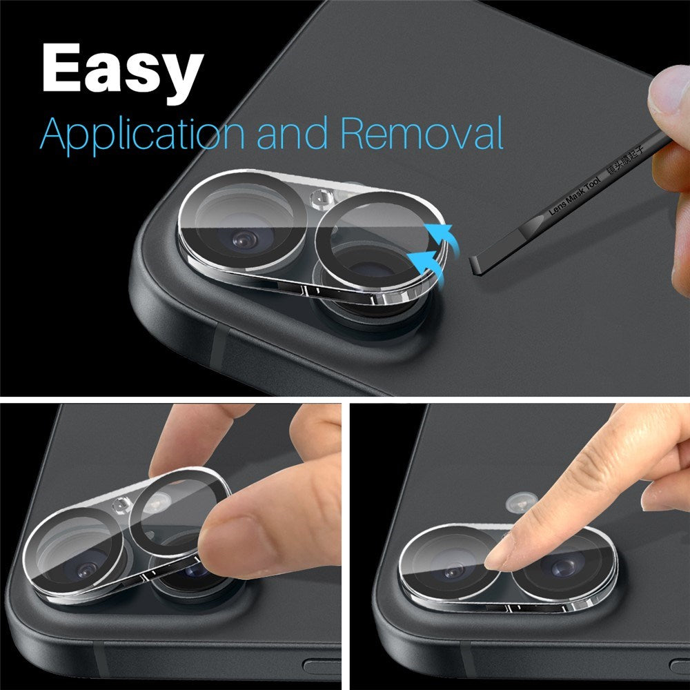 NORTHJO iPhone 16 / 16 Plus Tempered Camera Lens Glass - Transparent / Black Edge