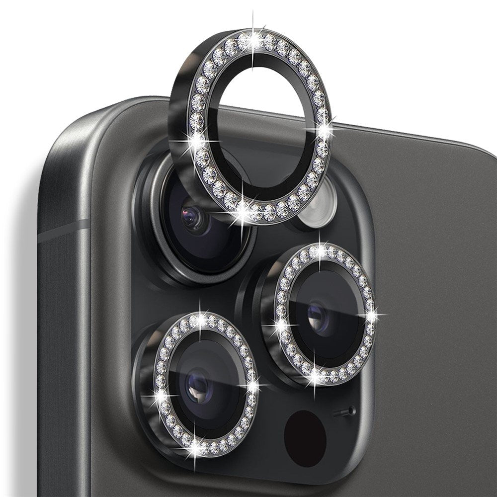 NORTHJO iPhone 16 Pro / 16 Pro Max Camera Lens Protector - Decorative Stones - Black