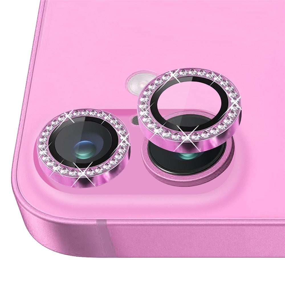 NORTHJO iPhone 16 / 16 Plus Camera Lens Protector - Decorative Stones - Pink