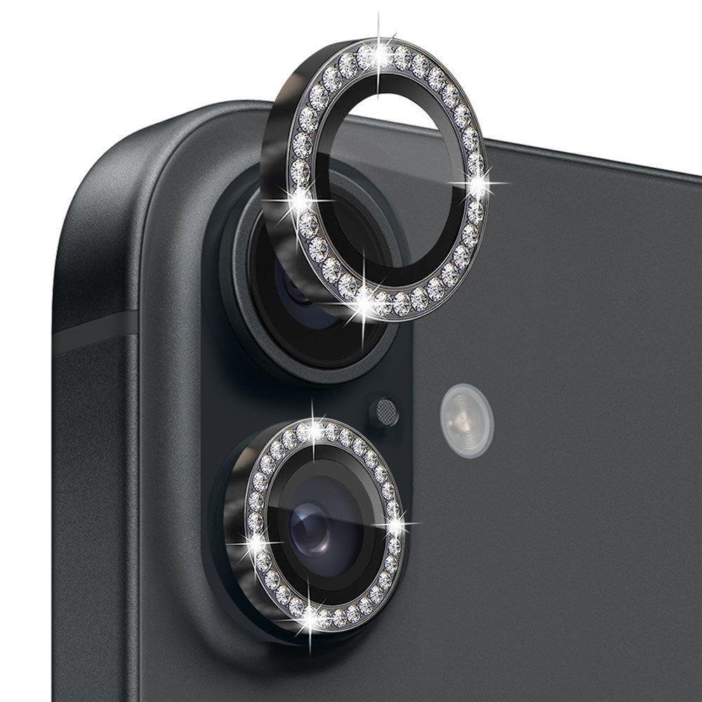 NORTHJO iPhone 16 / 16 Plus Camera Lens Protector - Decorative Stones - Black