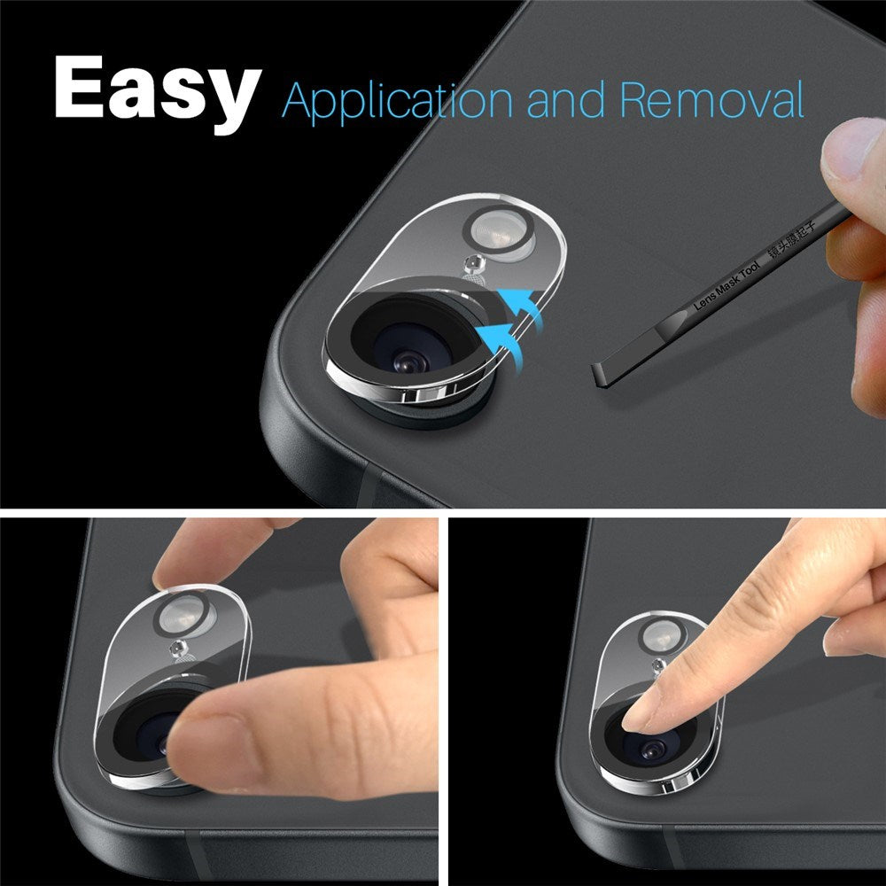 NORTHJO iPhone 16e Tempered Camera Lens Glass - 2 pcs. - Transparent / Black Edge