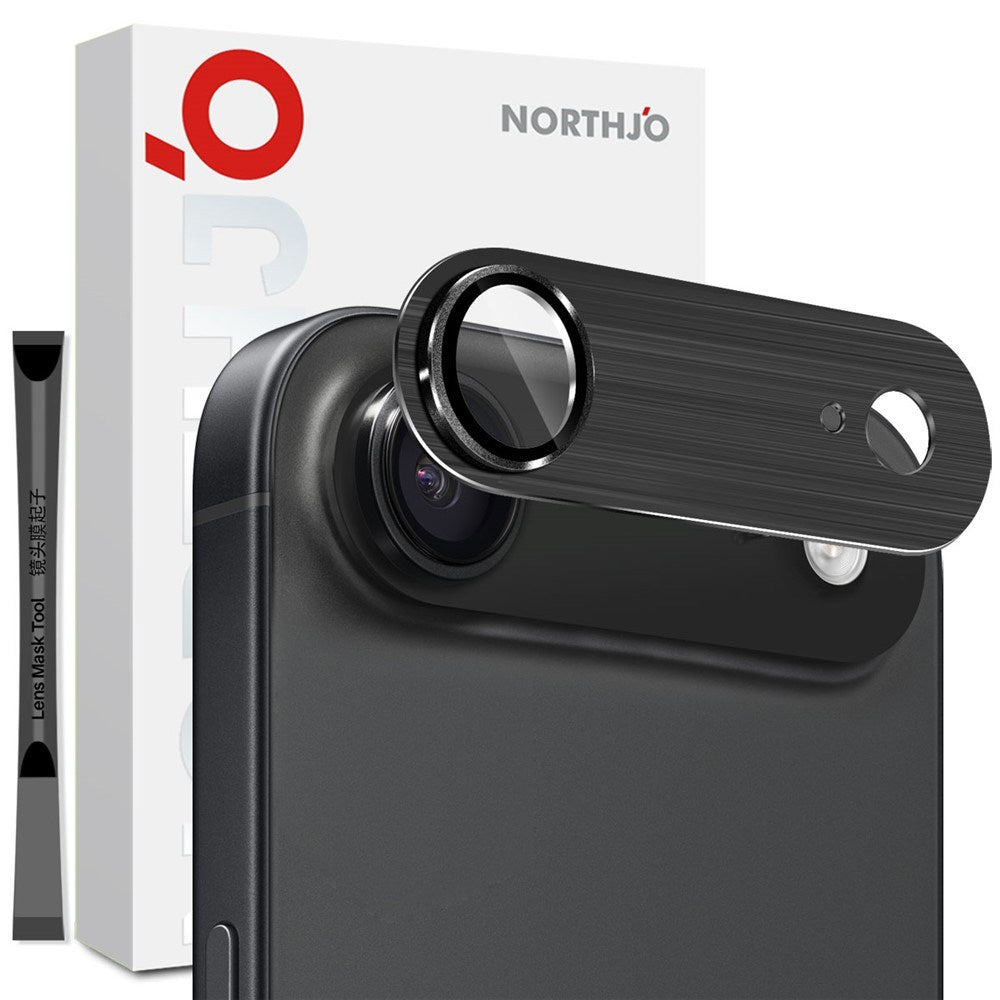 NORTHJO iPhone Air Camera Lens Protector - Brushed Metal & Glass - Black