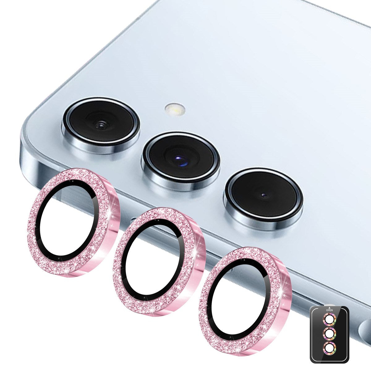 Samsung Galaxy A37 / A57 ENKAY Glitter Camera Lens Protector - Pink