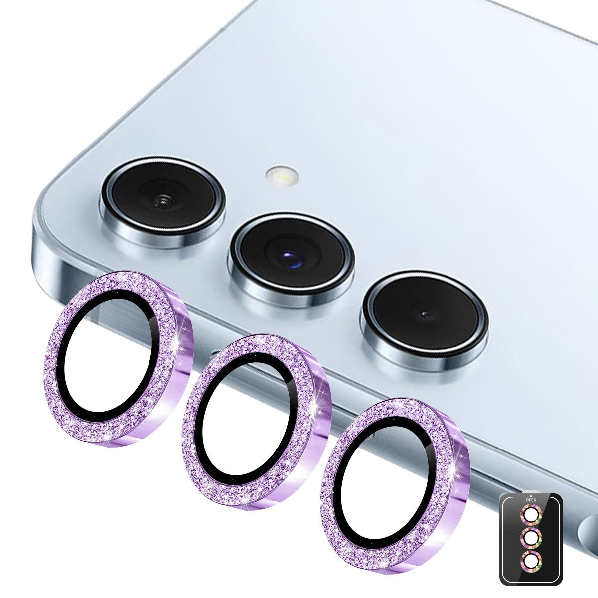 Samsung Galaxy A37 / A57 ENKAY Glitter Camera Lens Protector - Purple