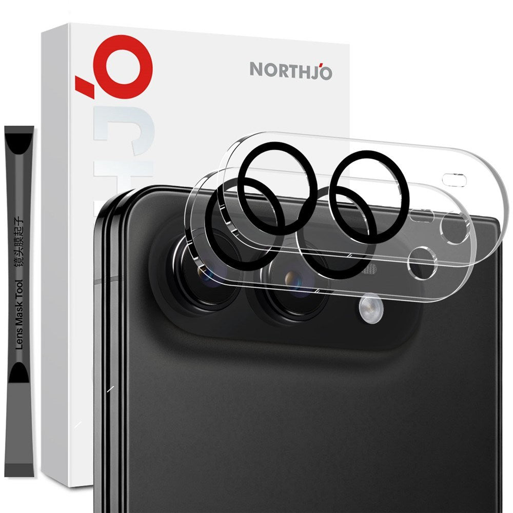 iPhone Fold NORTHJO Tempered Camera Lens Glass - 2 Pcs. - Transparent / Black