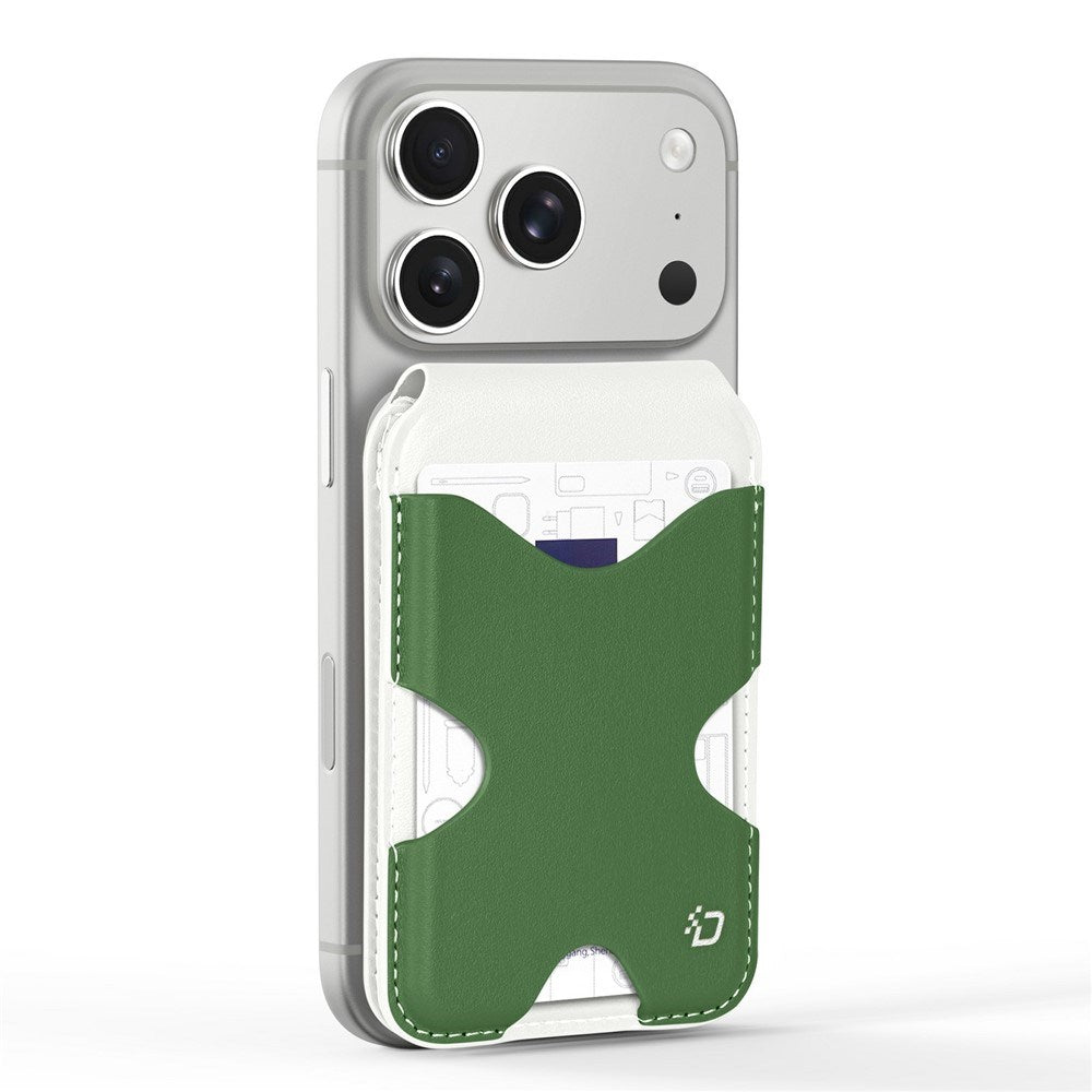 DUX DUCIS Magnetic Card Holder for 5 Cards with Stand Function - MagSafe Compatible - White / Green