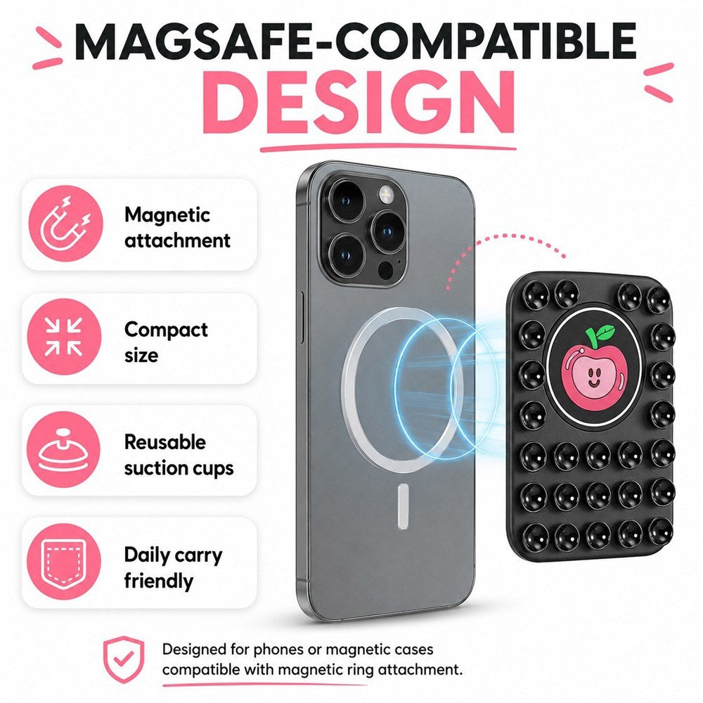 Silicone Suction Cup Phone Holder with Apple - MagSafe Compatible - Pink