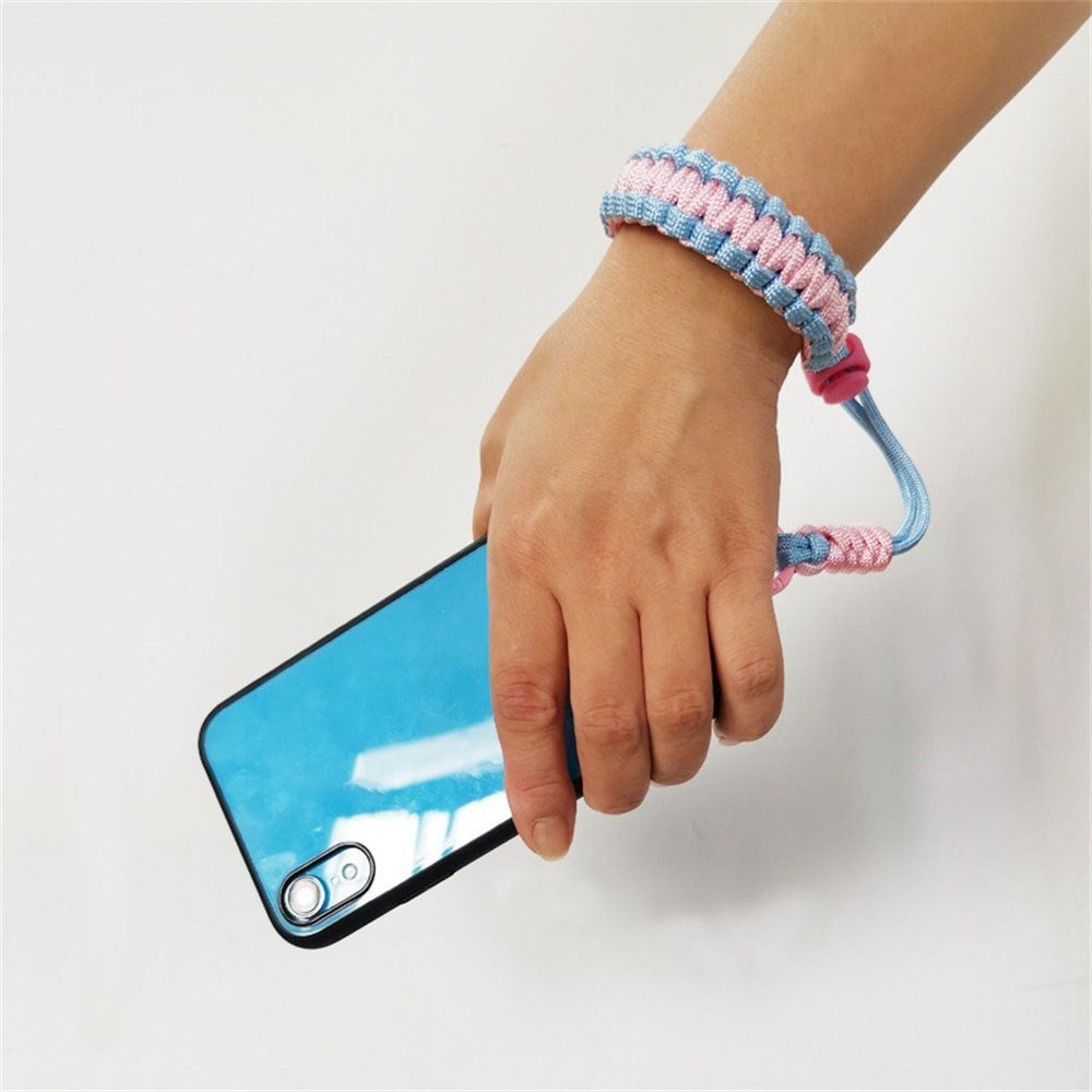 Adjustable Wrist Strap for Mobile - Braided Polyester - Black / Red