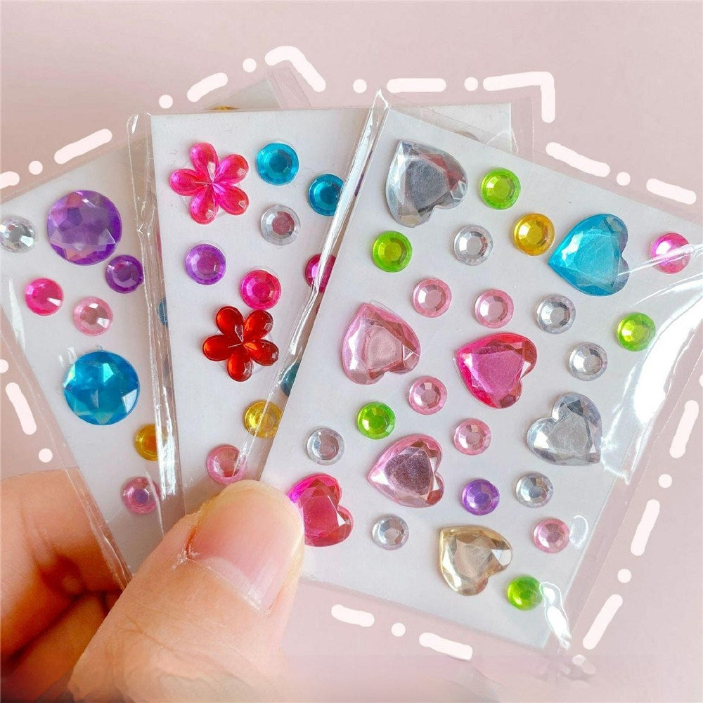 Self-Adhesive 3D Stickers - Multicolored - Round & Hearts