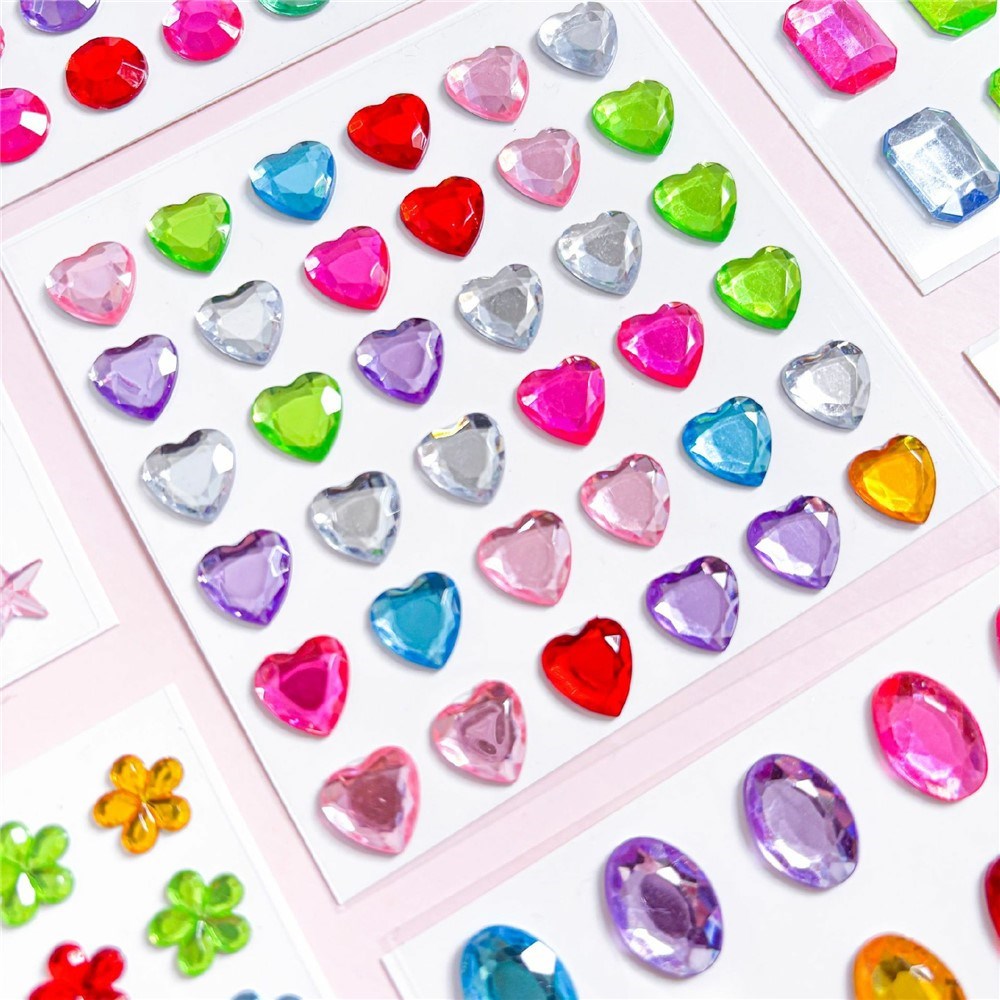Multicolor Self-Adhesive Crystal 3D Stickers - 36 pcs - Stars