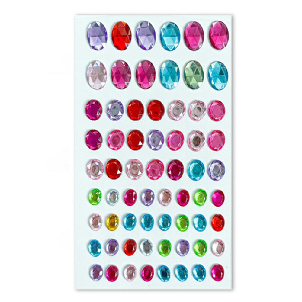 Multicolor Self-Adhesive Crystal 3D Stickers - 65 pcs - Oval