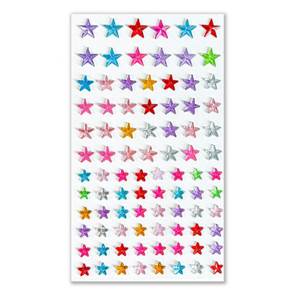 Multicolor Self-Adhesive Crystal 3D Stickers - 88 pcs - Stars