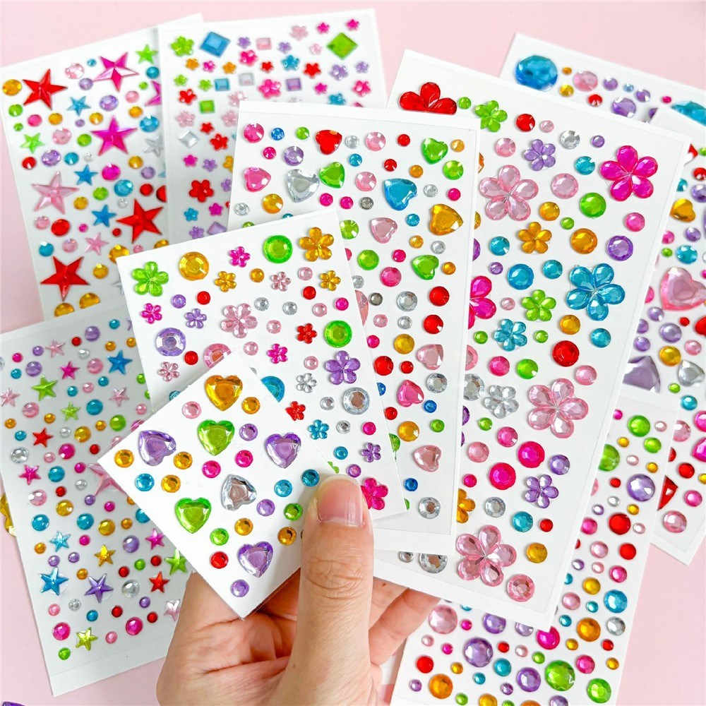 Multicolor Self-Adhesive Crystal 3D Stickers - 88 pcs - Stars