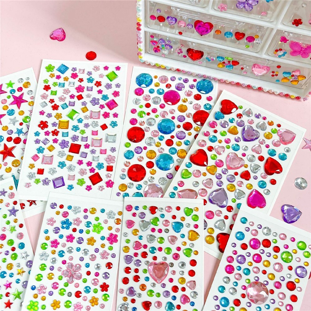 Multicolor Self-Adhesive Crystal 3D Stickers - 88 pcs - Square