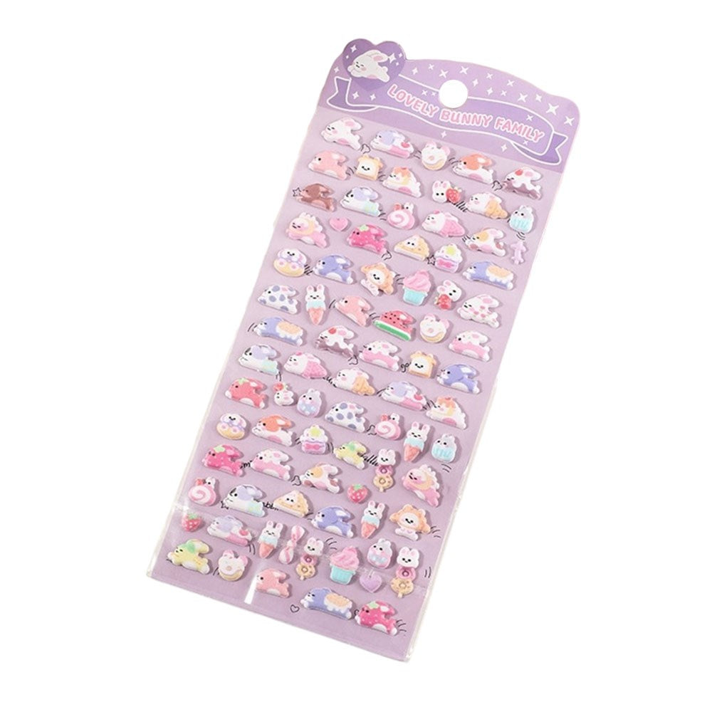 Mini 3D Bubble Foam Stickers - Bunnies & Food