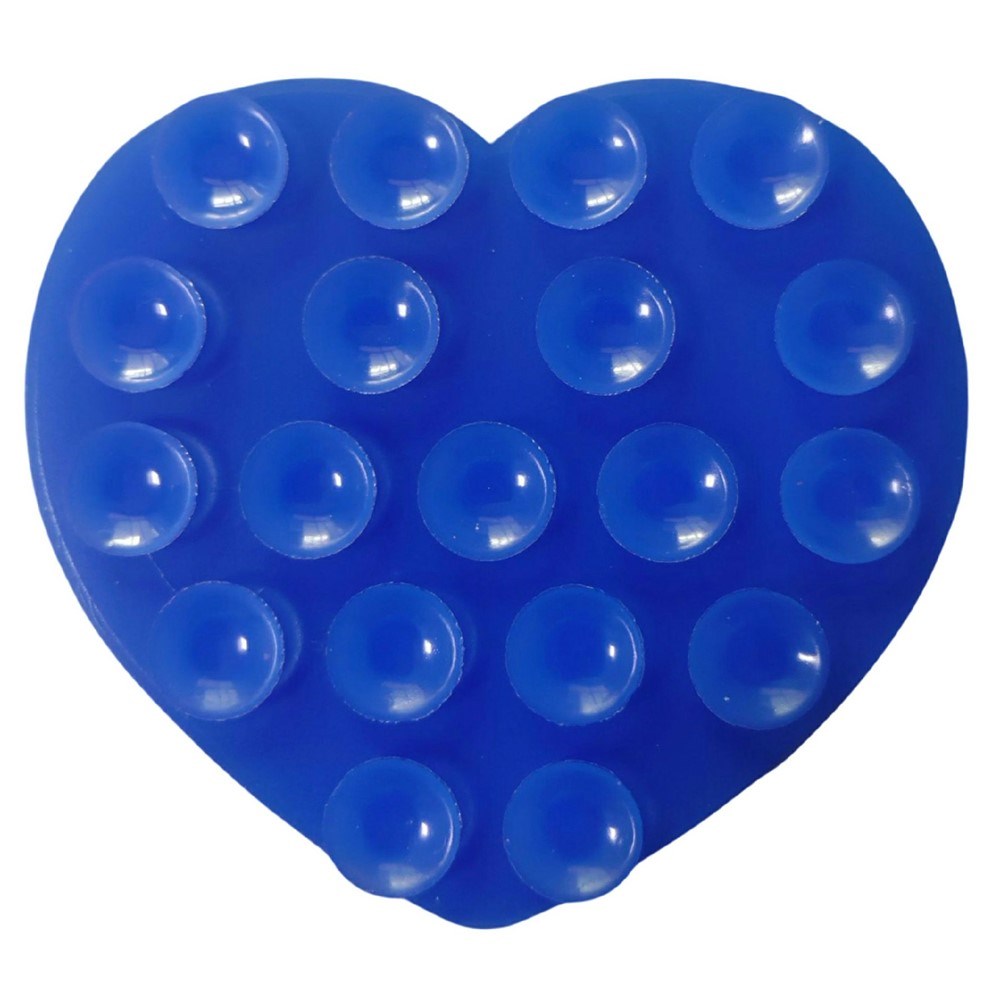 Heart-Shaped Silicone Suction Cup Phone Holder - Blue