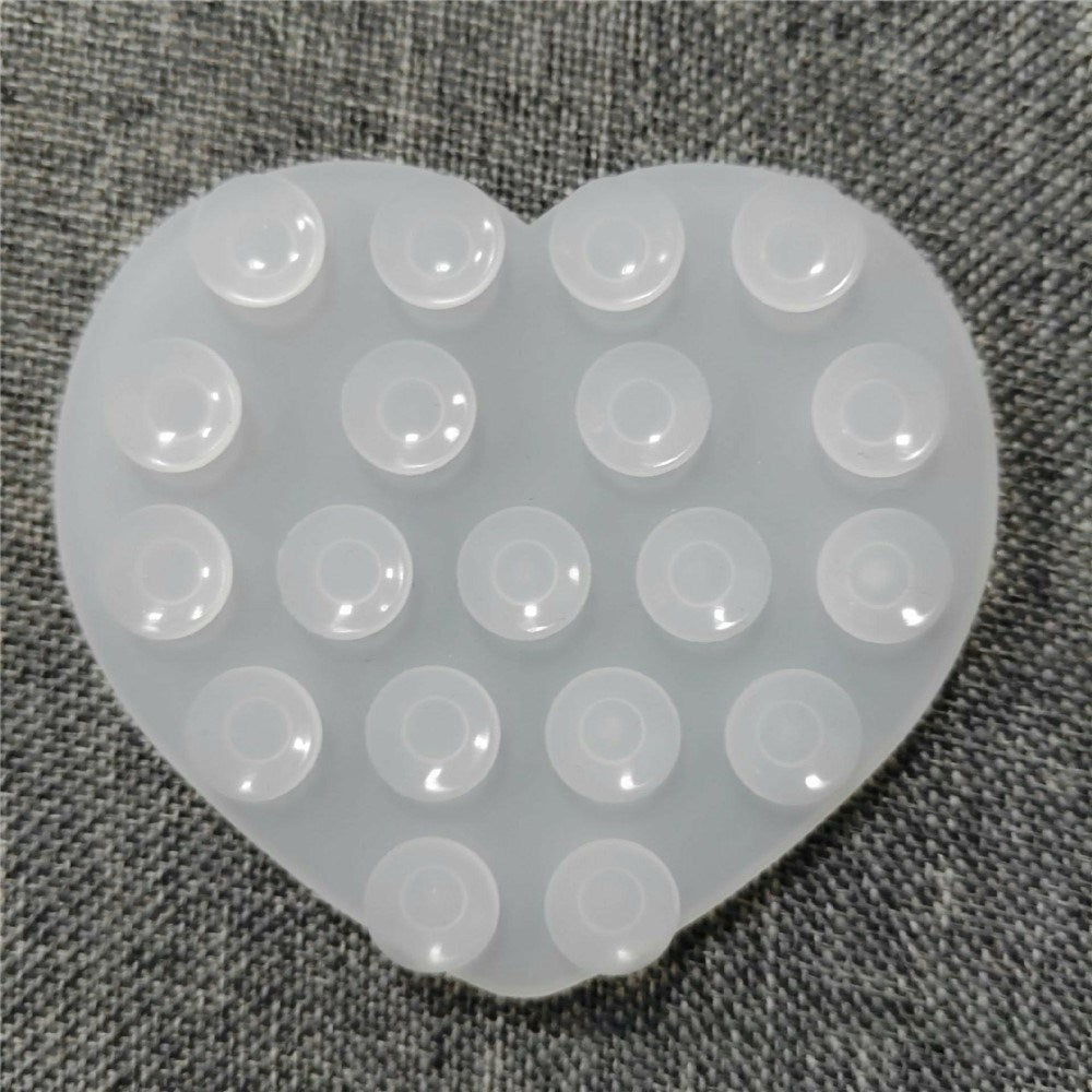 Heart-Shaped Silicone Suction Cup Phone Holder - Transparent