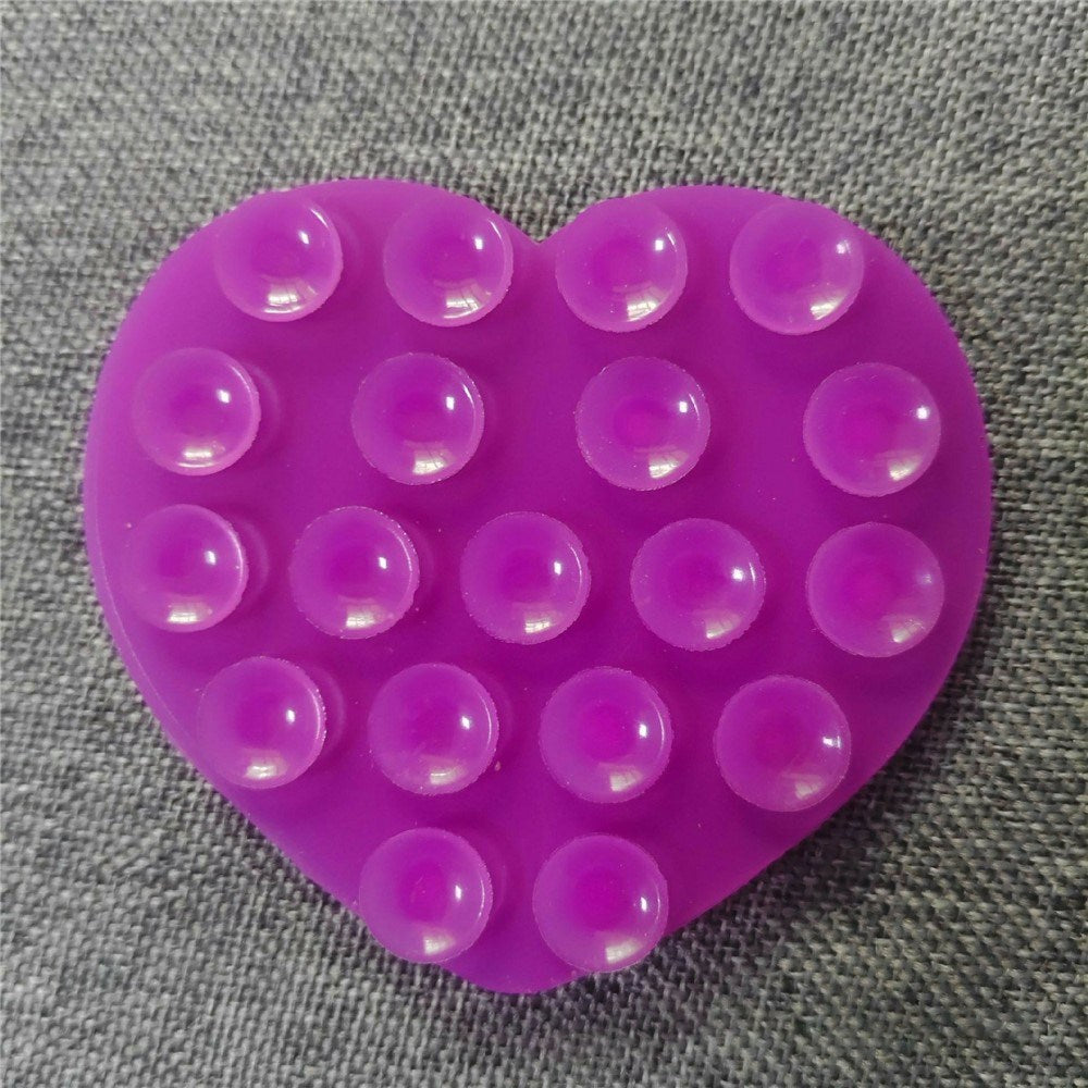 Heart-Shaped Silicone Suction Cup Phone Holder - Purple