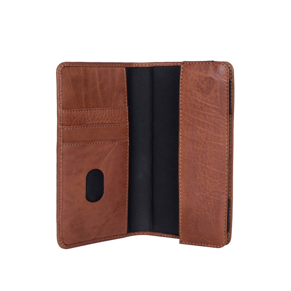 Buffalo Wallet Genuine Leather Universal Case with Wallet (Max. Mobile: 160 x 75mm) - Brown
