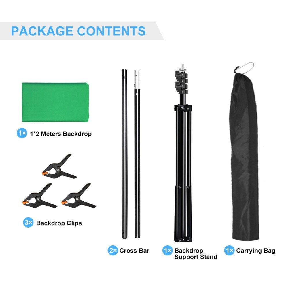 Photo Background with Tripod & Accessories - 1 x 2 m - Green