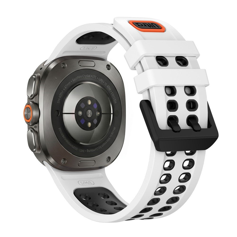Samsung Galaxy Watch Ultra 2 / Ultra (47mm) Silicone Strap with Ventilation Holes - White / Black