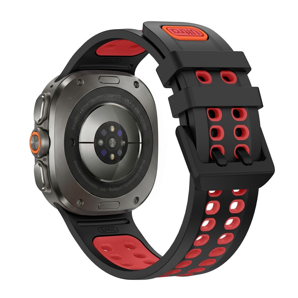 Samsung Galaxy Watch Ultra 2 / Ultra (47mm) Silicone Strap with Ventilation Holes - Black / Red