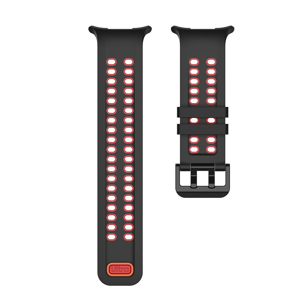 Samsung Galaxy Watch Ultra 2 / Ultra (47mm) Silicone Strap with Ventilation Holes - Black / Red
