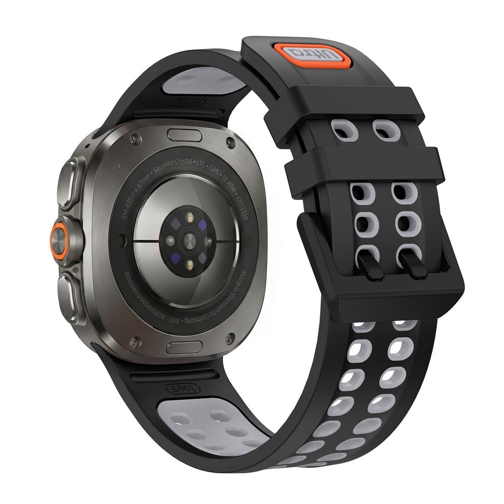 Samsung Galaxy Watch Ultra 2 / Ultra (47mm) Silicone Strap with Ventilation Holes - Black / Grey