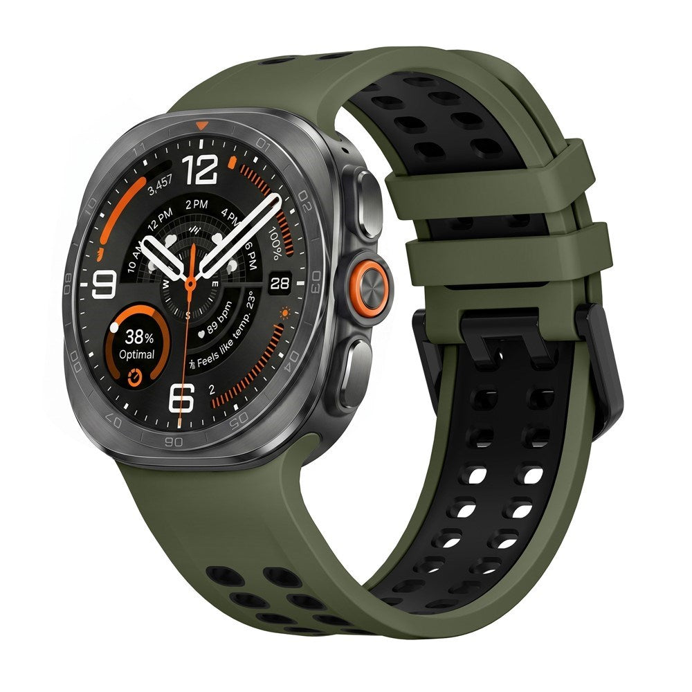 Samsung Galaxy Watch Ultra 2 / Ultra (47mm) Silicone Strap with Ventilation Holes - Green / Black