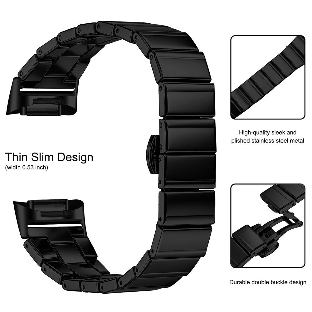 Fitbit Charge 6 / 5 EIDERWOOD Metal Watch Strap - Black