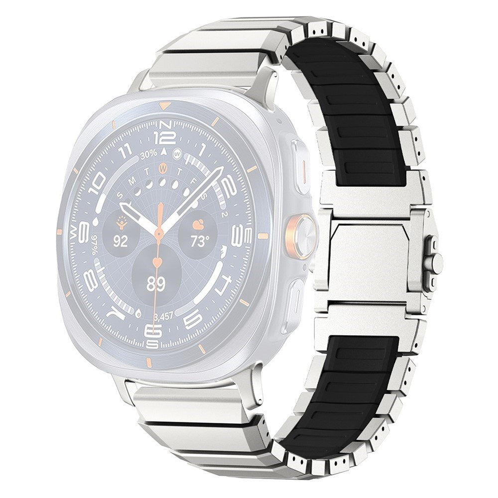 Samsung Galaxy Watch Ultra 2 / Ultra (47mm) Magnetic Metal Strap with Silicone - Silver / Black
