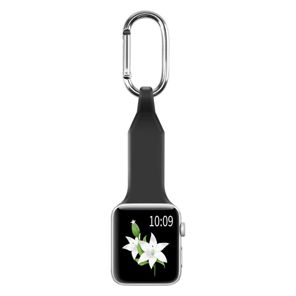 Apple Watch (38/40/SE/41mm) Silicone Smartwatch Strap with Carabiner - Black