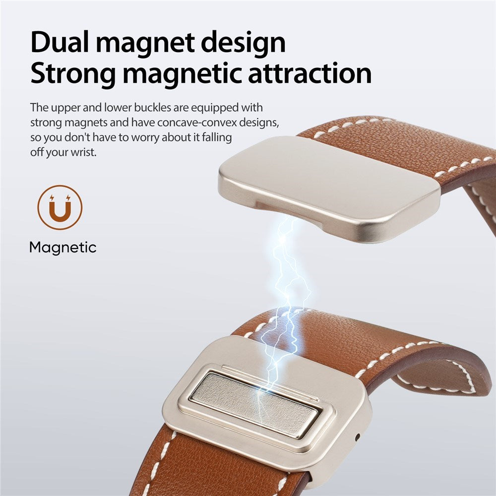Apple Watch (38/40/SE/41/42mm) DUX DUCIS Faux Leather Watch Strap - Brown
