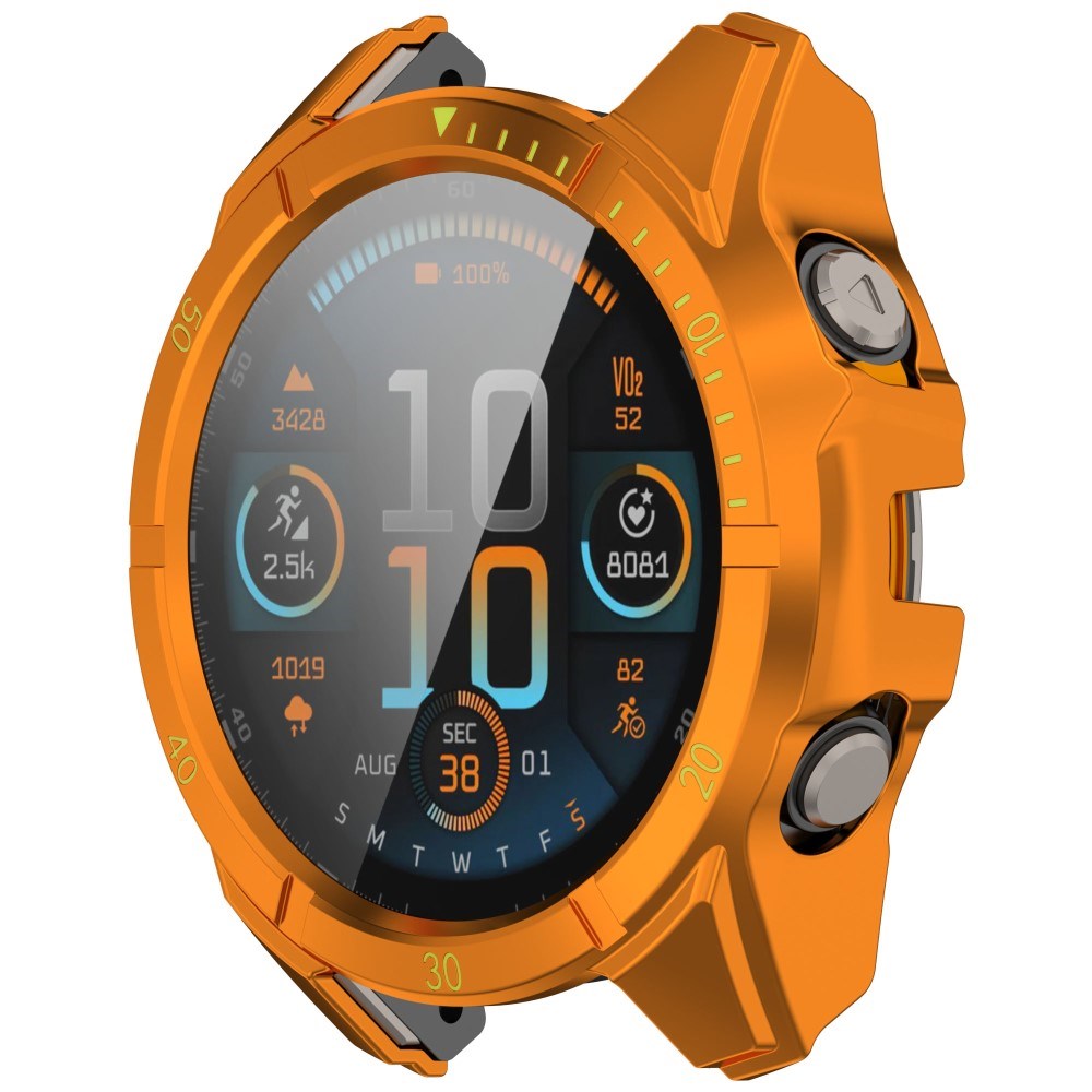 Garmin Tactix 8 AMOLED (47mm) Hard Plastic Case with Screen Protector Glass - Orange / Yellow