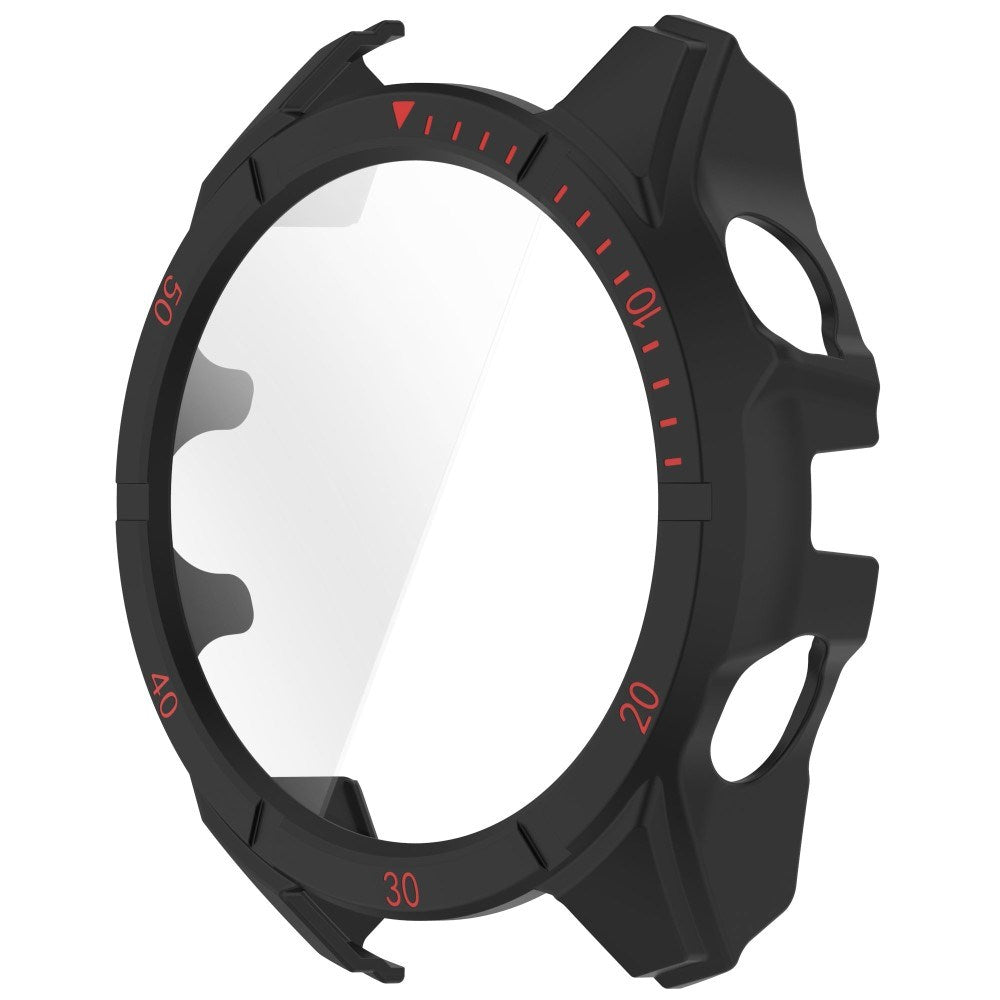 Garmin Tactix 8 AMOLED (47mm) Hard Plastic Case with Screen Protector Glass - Black / Red